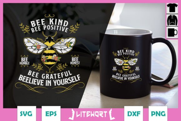 Bee Kind Bee Positive Floral Bee SVG