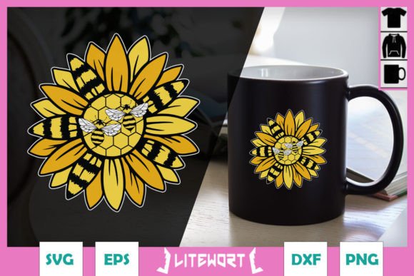 Bee Sunflower Floral Bee SVG