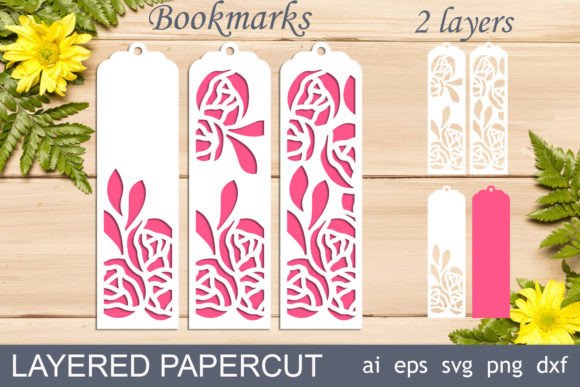 Bookmarks with Flowers Svg Layers