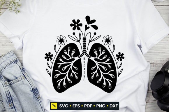 Breathe Floral Lungs Mindfulness SVG