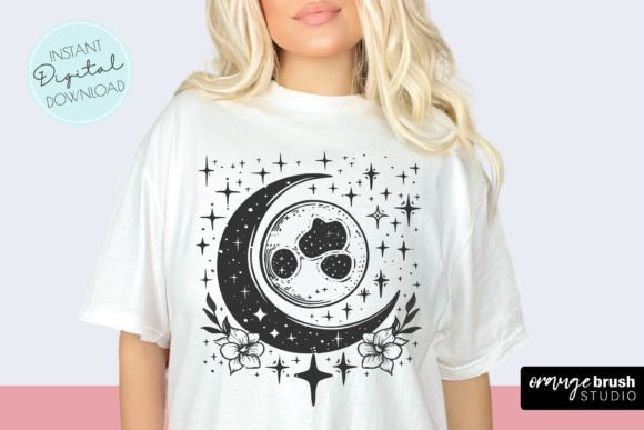 Crescent Moon PNG - Floral Moon SVG