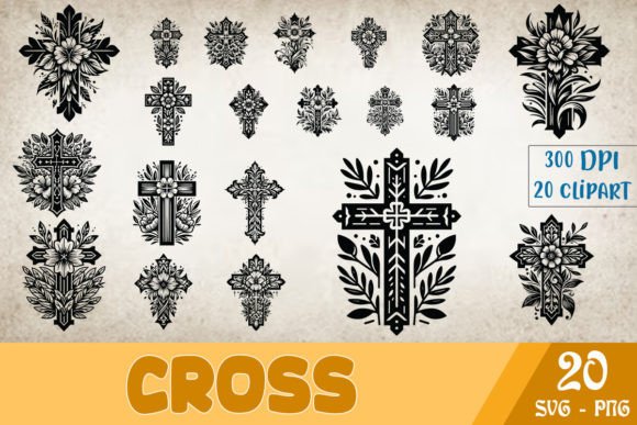 Floral Cross Clipart SVG Bundle