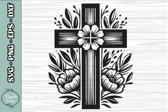 Floral Cross SVG Clipart 04