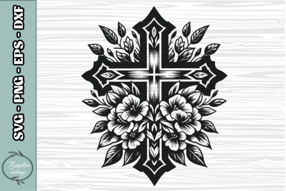 Floral Cross SVG Clipart 05