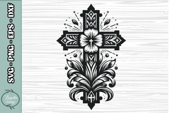 Floral Cross SVG Clipart 07