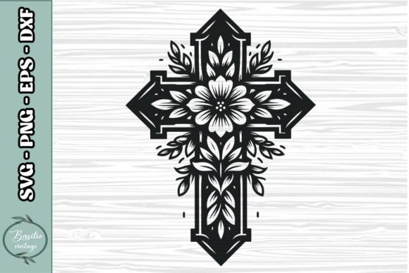 Floral Cross SVG Clipart 09