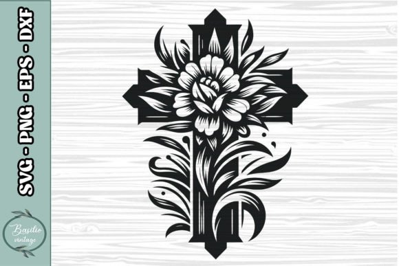 Floral Cross SVG Clipart 16