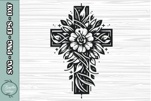 Floral Cross SVG Clipart 18