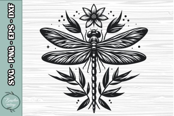 Floral Dragonfly SVG Clipart 17