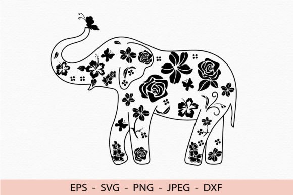 Floral Elephant Svg Flowers Animal Png