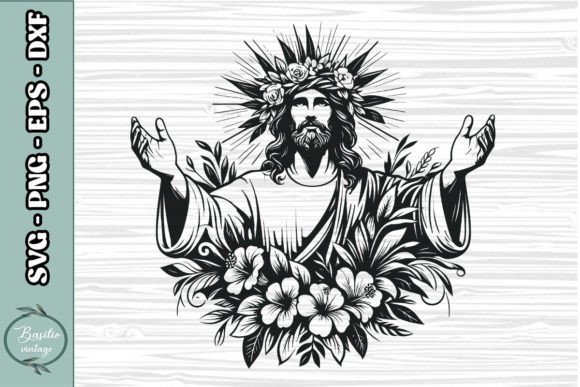 Floral Jesus SVG Clipart 02