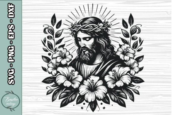 Floral Jesus SVG Clipart 05
