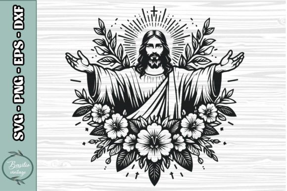 Floral Jesus SVG Clipart 07
