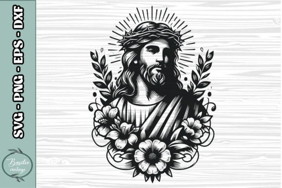 Floral Jesus SVG Clipart 08