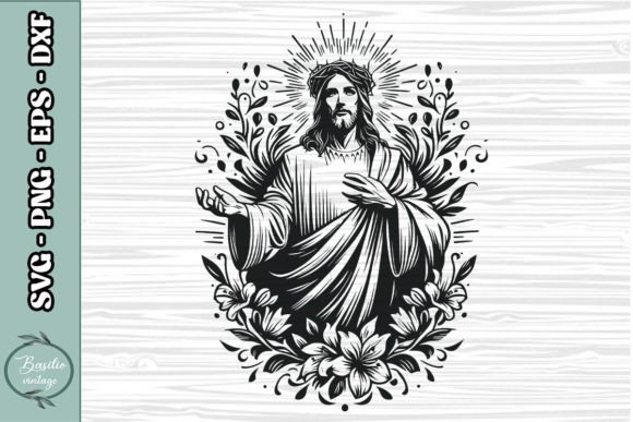 Floral Jesus SVG Clipart 11