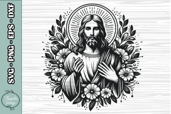 Floral Jesus SVG Clipart 16