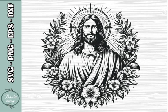 Floral Jesus SVG Clipart 17