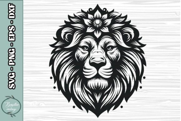 Floral Lion SVG Clipart 01