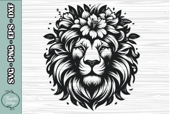 Floral Lion SVG Clipart 05