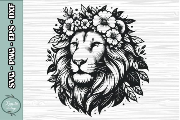 Floral Lion SVG Clipart 09