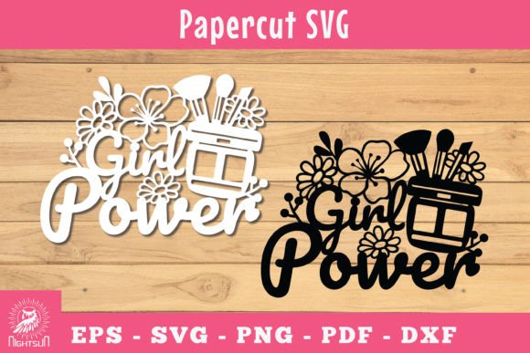 Girl Power Papercut SVG, Floral Makeup 3