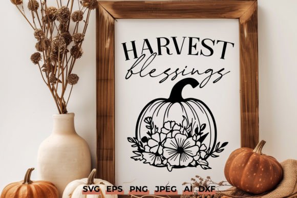 Harvest Blessings SVG Floral Pumpkin
