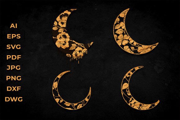 Laser Cut Floral Moon SVG File BUNDLE