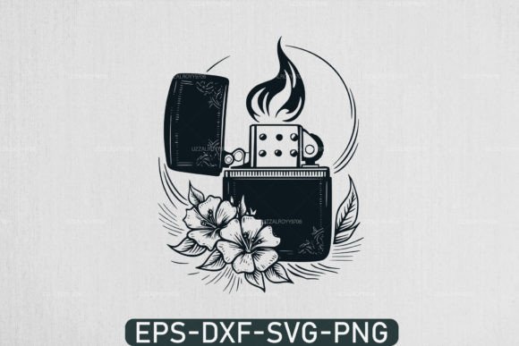 Lighter with Flower Svg, Pocket Lighter