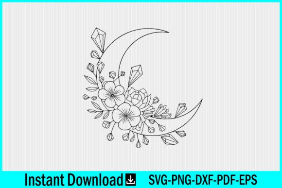 Magic Crystals SVG Crystal Moon SVG File