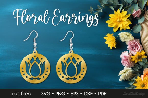 Round Floral Earring SVG Cut File